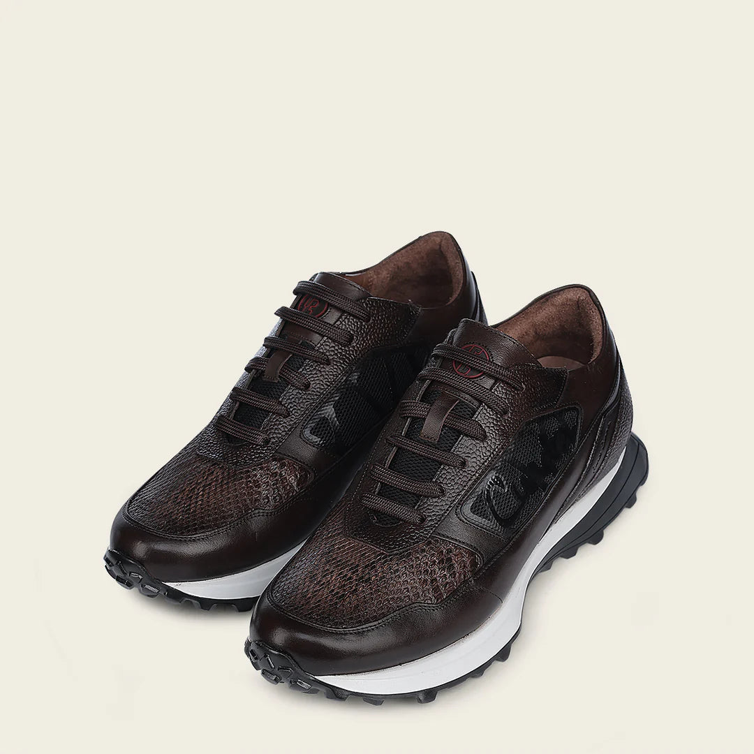 **Men's Cuadra Chocolate Casual Fashion Python Skin Sneakers - Stylish & Comfortable for Everyday Wear, Outings & Casual Events**