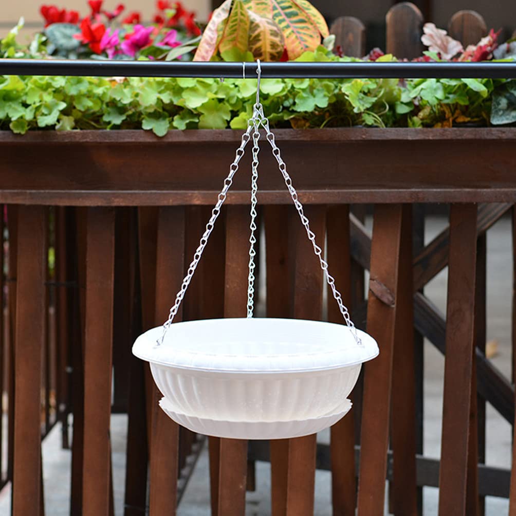 2-Pack Cabilock Hanging Flower Pots with Trays - Wall Mounted Planters for Indoor & Outdoor Decor, Balcony, Garden, and Patio Hanging Planter Set