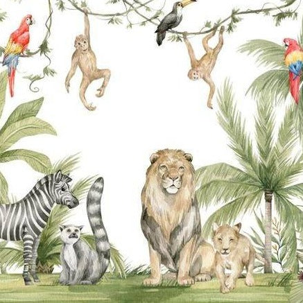 Active Jungle Buddies Wallpaper - Vibrant Kids Room Décor for Nursery, Playroom & Bedroom | Peel & Stick Removable Wallpaper