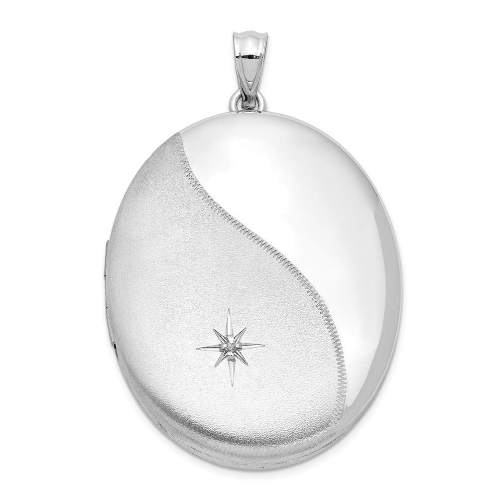 925 Sterling Silver Engravable Rhodium Plated Diamond Star Photo Locket Pendant Necklace - Personalized Jewelry Gift for Women, Mom, Wife - Perfect for Anniversaries, Birthdays & Memorial Keepsakes