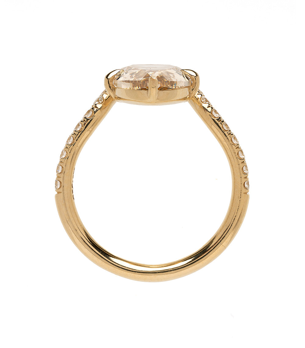 Exquisite Demi Pear Champagne Diamond Engagement Ring - Vintage Inspired Wedding Band for Women - Perfect for Proposals, Anniversaries & Special Occasions