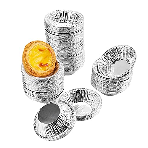 250 Pcs Disposable Aluminum Foil Tart Pans - Round Baking Cups for Egg Tarts, Pies, Cupcakes & Muffins - Oven & Air Fryer Safe - Perfect for Home Baking, Party Desserts & Holiday Cooking