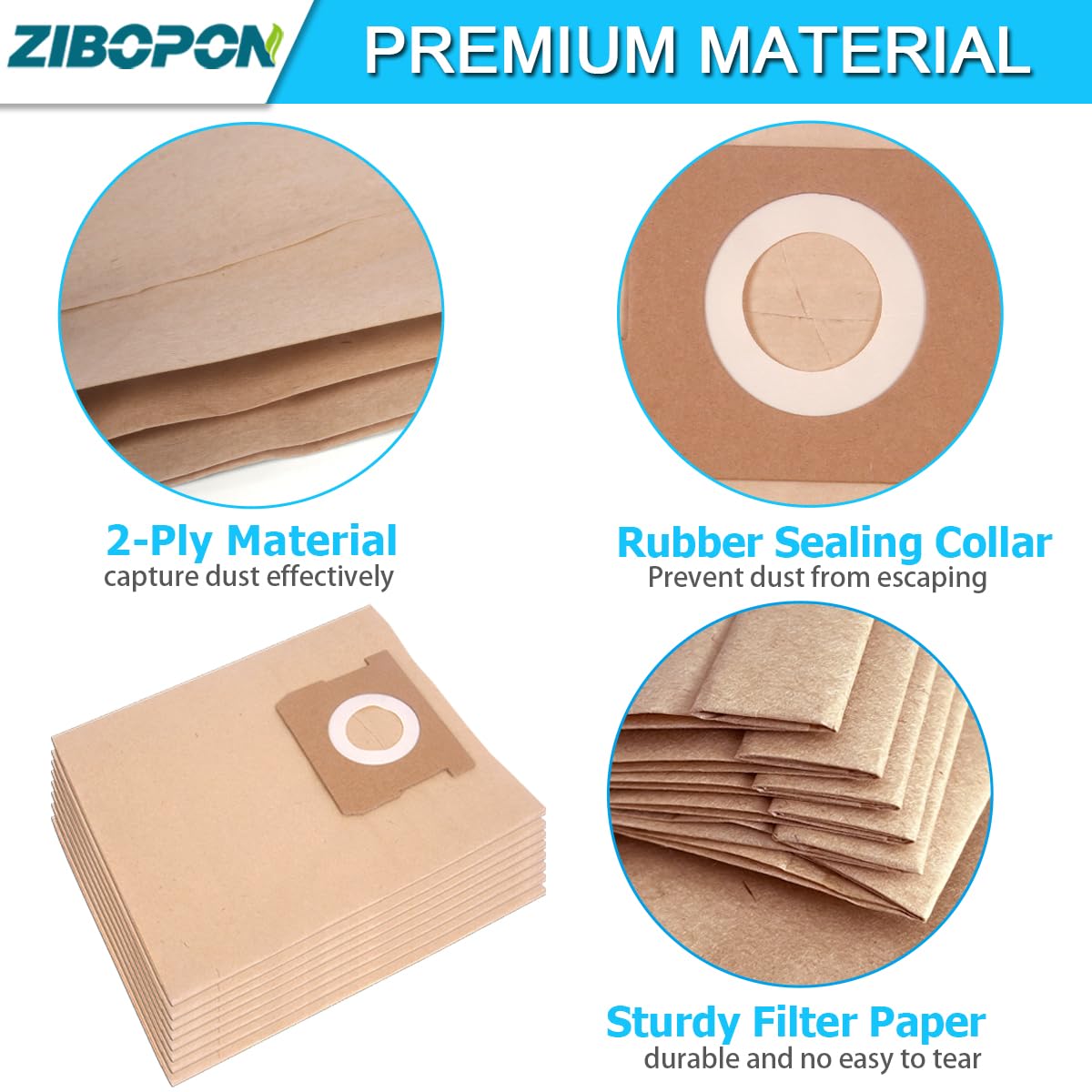 8 Pack 25-1238 Vacuum Bags - Compatible with Stanley & Porter Cable 4 Gallon Wet/Dry Vacuum Models SL18301-4B, SL18301-3B, PCX18301-4B, PCX18301-4C - Perfect for Dust Collection, Workshop Cleaning, and DIY Projects