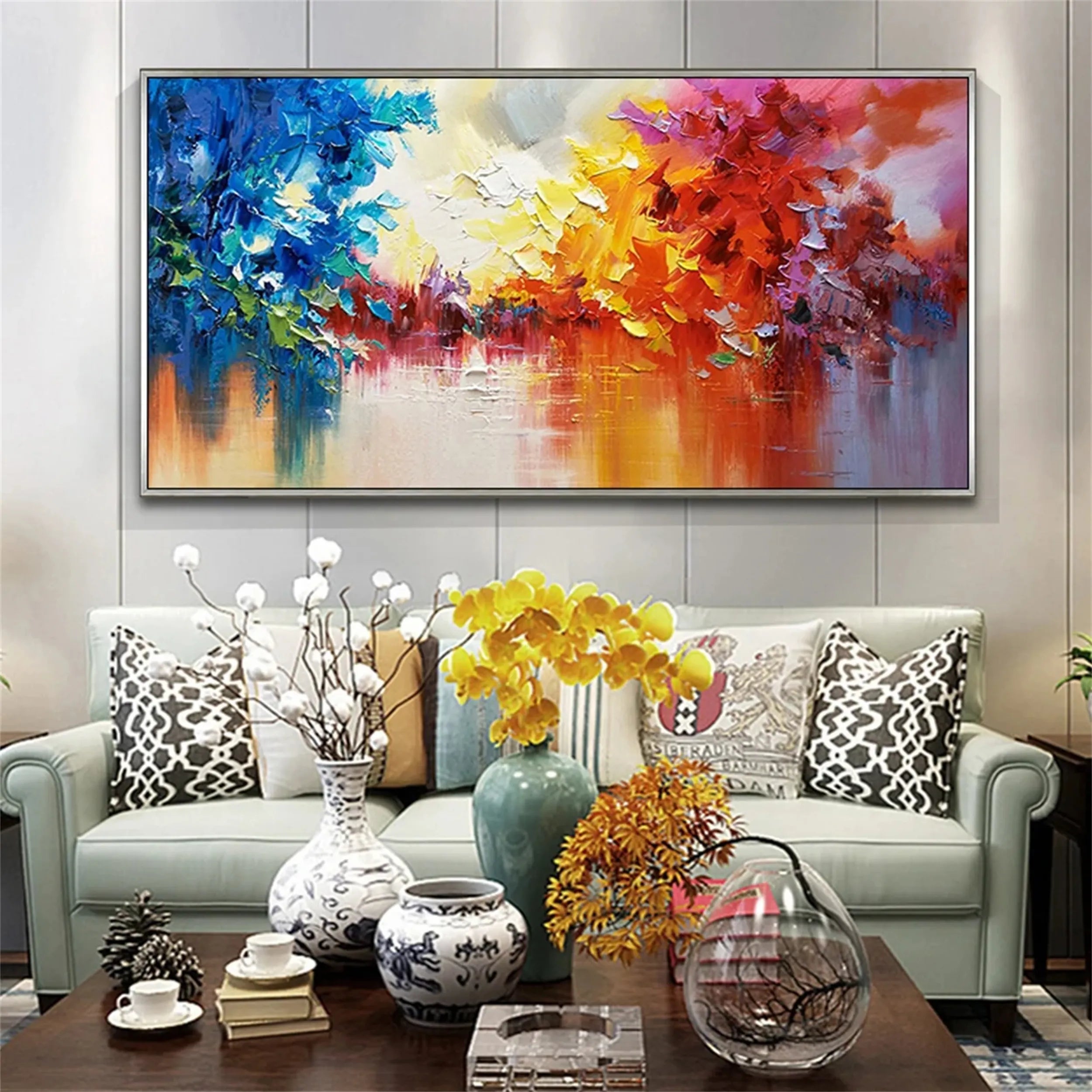 Abstract Painting #AB 122 - Modern Wall Art for Living Room, Bedroom & Office Decor | Large Canvas Artwork for Home & Office Interior Design