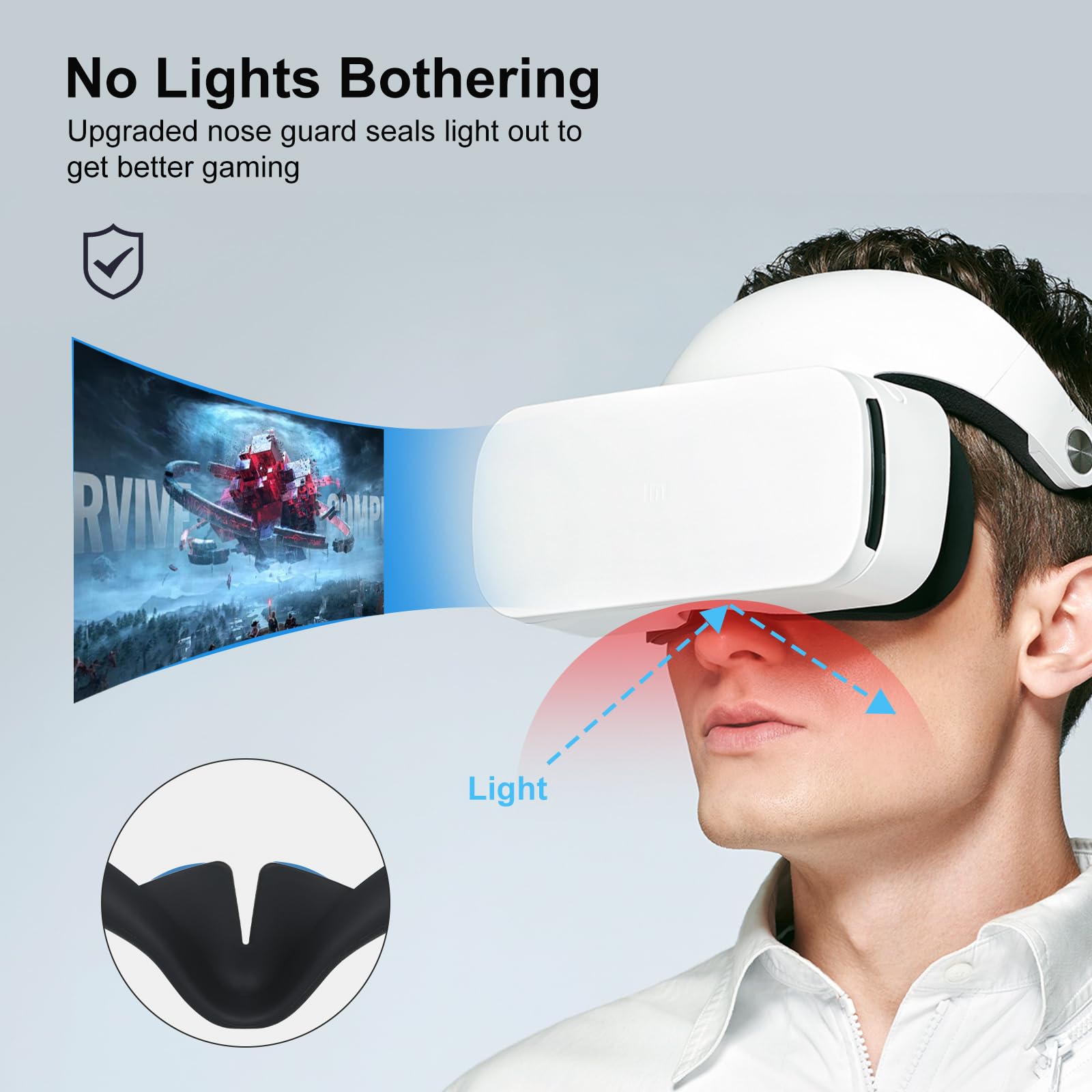 Meta Quest 3S VR Headset Silicone Face Cover - Sweatproof & Lightproof Eye Pad Cushion Accessory (Black) - Perfect for Gaming, Fitness VR & Extended Play Sessions