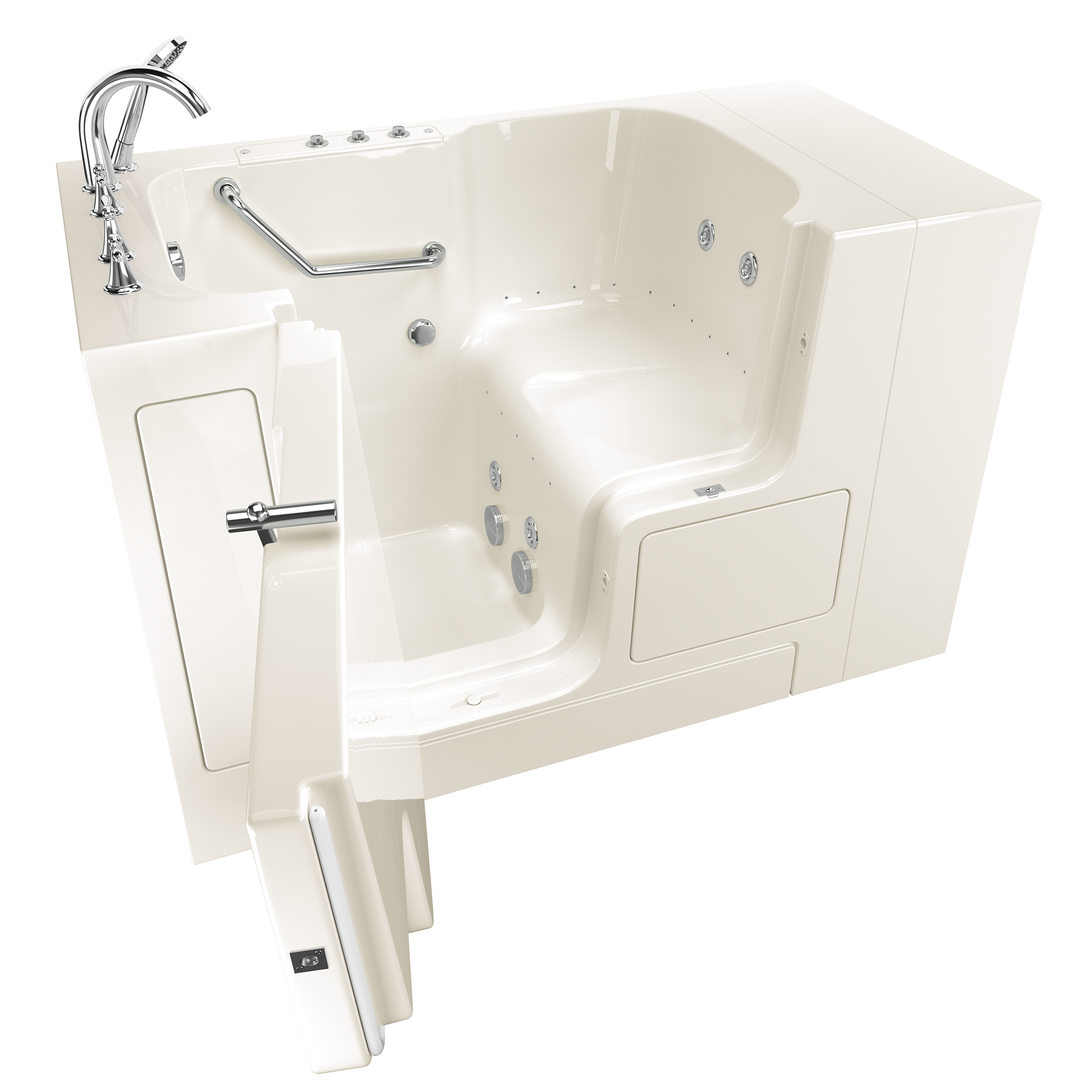 32 x 52 Inch Gelcoat Walk-In Bathtub with Air Spa & Whirlpool System - Left Hand Drain & Faucet - Ideal for Elderly & Mobility Support - Perfect for Home Bathroom Safety & Relaxation