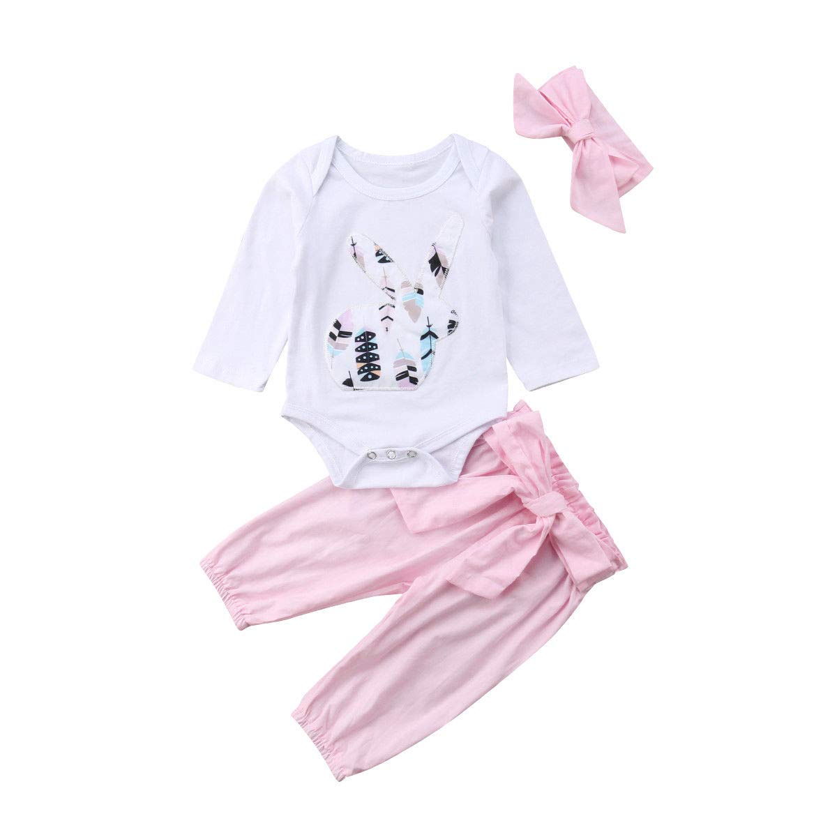 MA&BABY 3Pcs Newborn Baby Girl Outfits - Soft Cotton Bodysuit, Romper & Headband Set for 0-3 Months - Perfect for Photoshoots, Baby Showers & Special Occasions