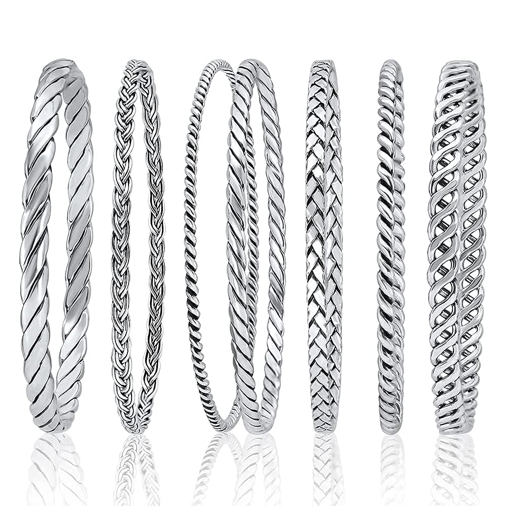 925 Sterling Silver Planet Bangles Bracelets for Women - Adjustable Size S/M/L/XL - Elegant Stackable Jewelry for Everyday Wear & Special Occasions