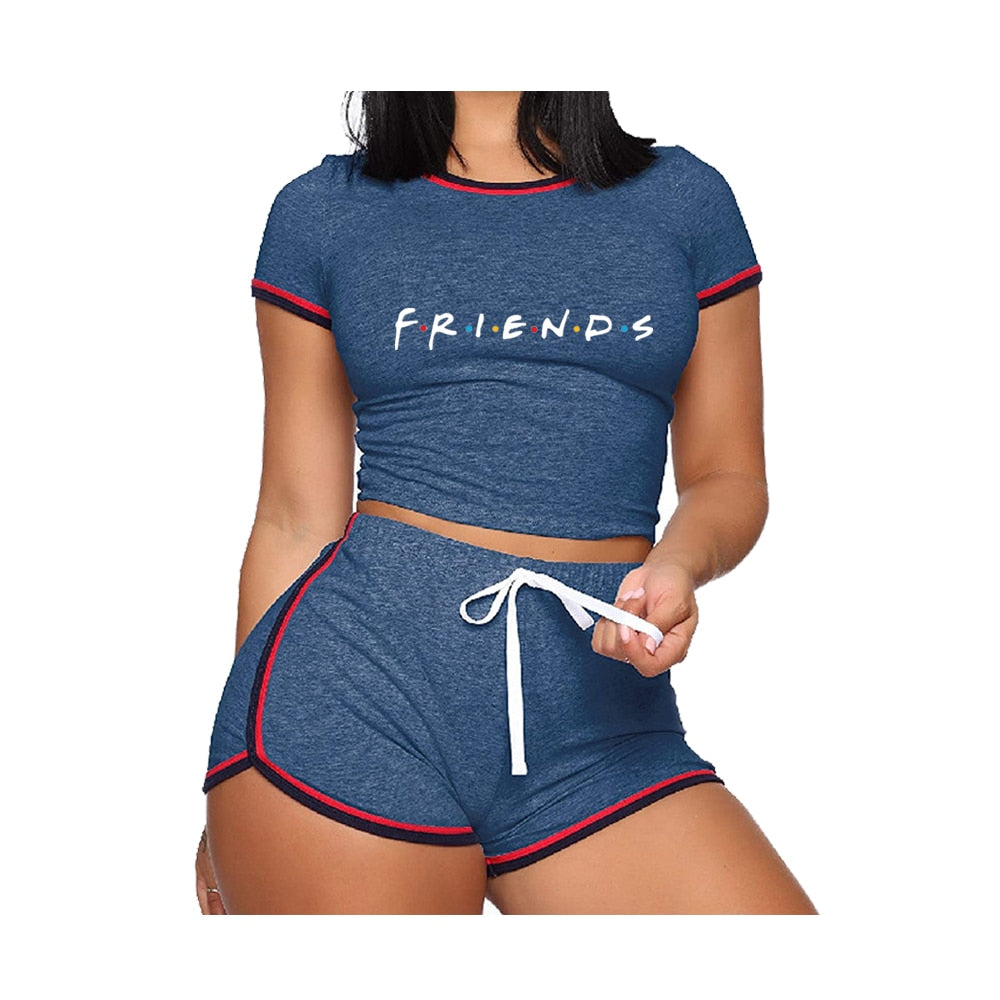Women's Summer Short Sleeve T-Shirt Tracksuit Set - Athletic Workout Outfit for Running, Yoga & Gym Wear