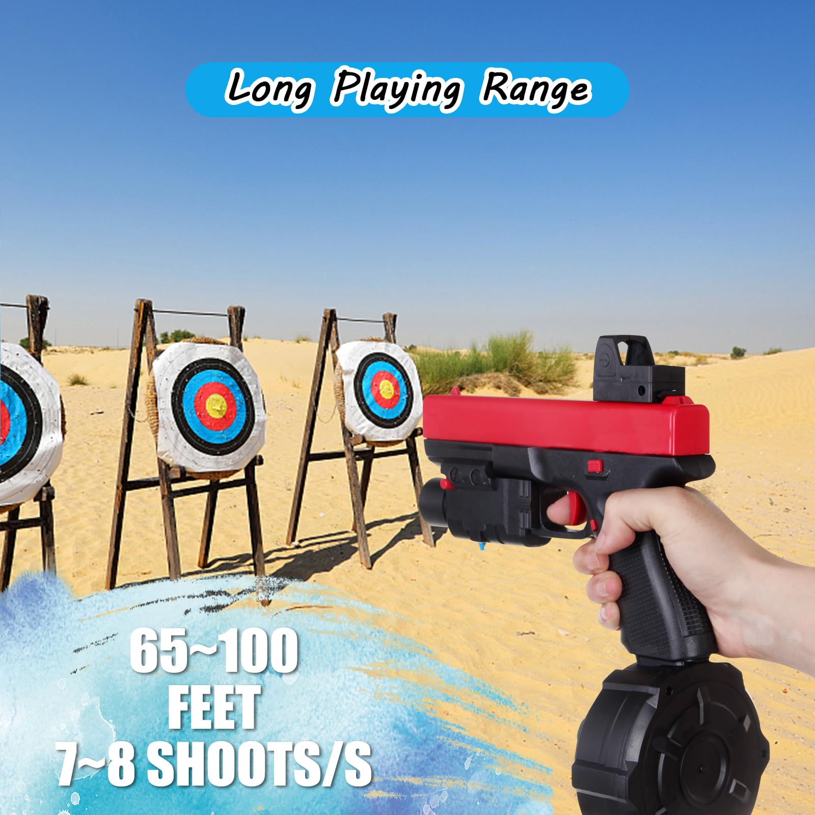 Full Auto Gel Blaster X2 with Goggles & Drum Magazine - Outdoor Shooting Toy for Teens & Adults (Ages 14+) - Perfect for Christmas, Easter, Backyard Battles & Team Games - Red
