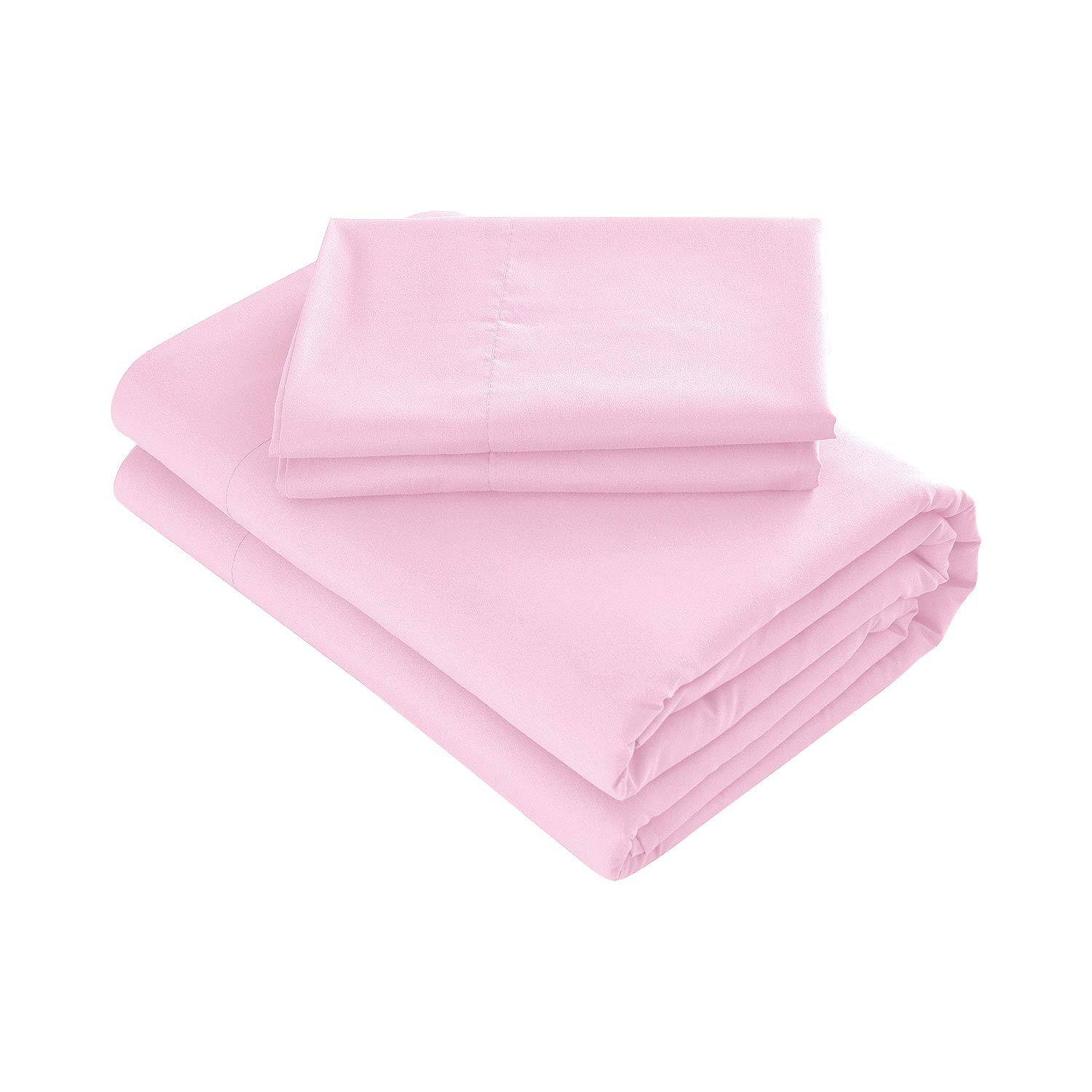 Premium 4-Piece Full Size Bed Sheet Set - Deep Pocket Fitted Sheet, Flat Sheet & 2 Pillowcases - Soft Light Pink Bedding for Comfortable Sleep - Perfect for Master Bedroom, Guest Room & Dorm