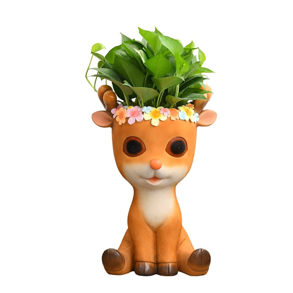 Realistic Resin Deer Sculpture - Handcrafted Garden Statue for Outdoor & Indoor Decor, Flower Pot Ornament, Home & Garden Decoration | Perfect for Patio, Lawn, Living Room & Office Spaces