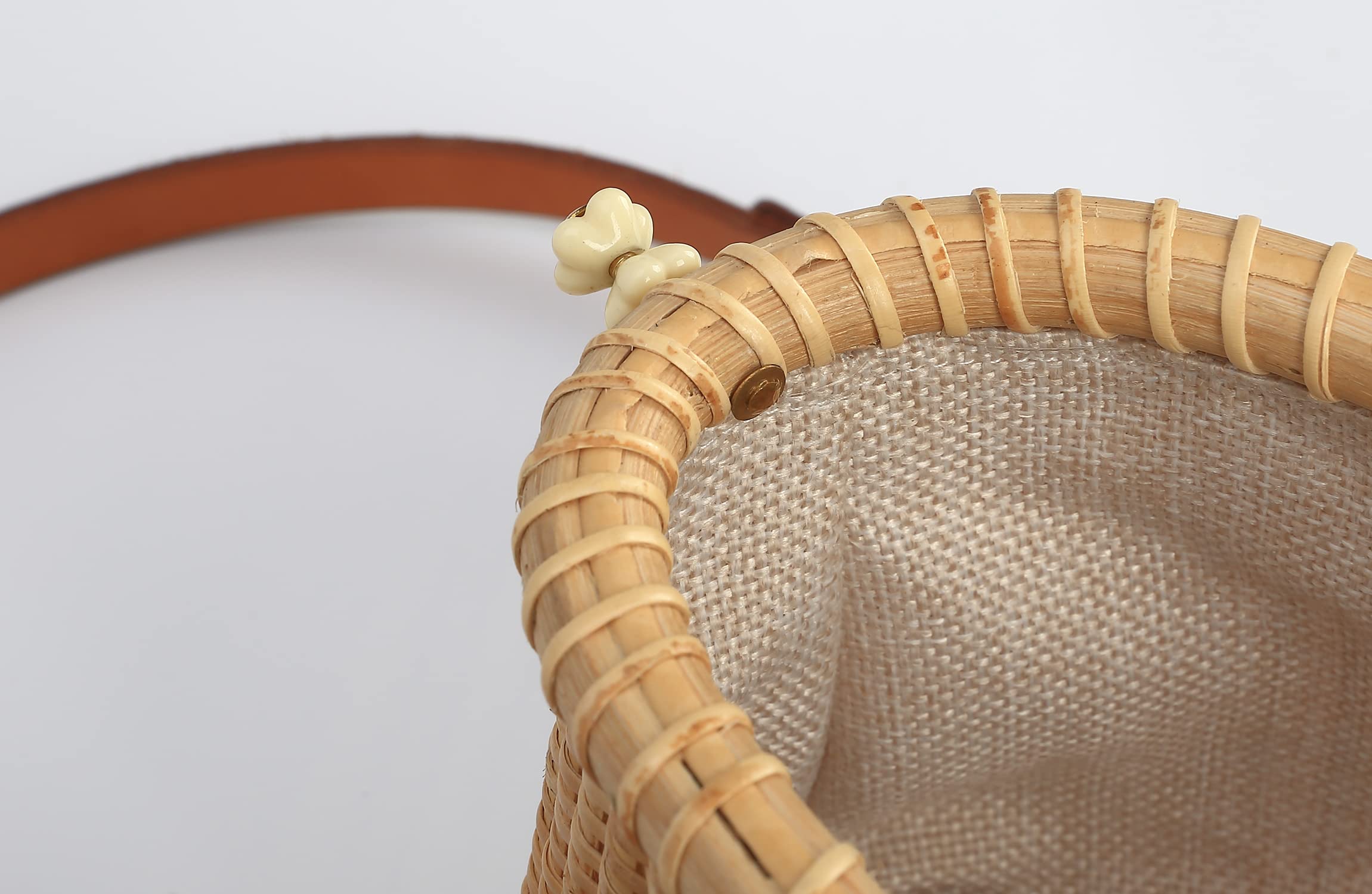 Nantucket Basket Tall Crescent Purse - Handwoven Cane-on-Cane Rattan Bag for Women | Beach Tote, Summer Accessory, Boho Chic Handbag