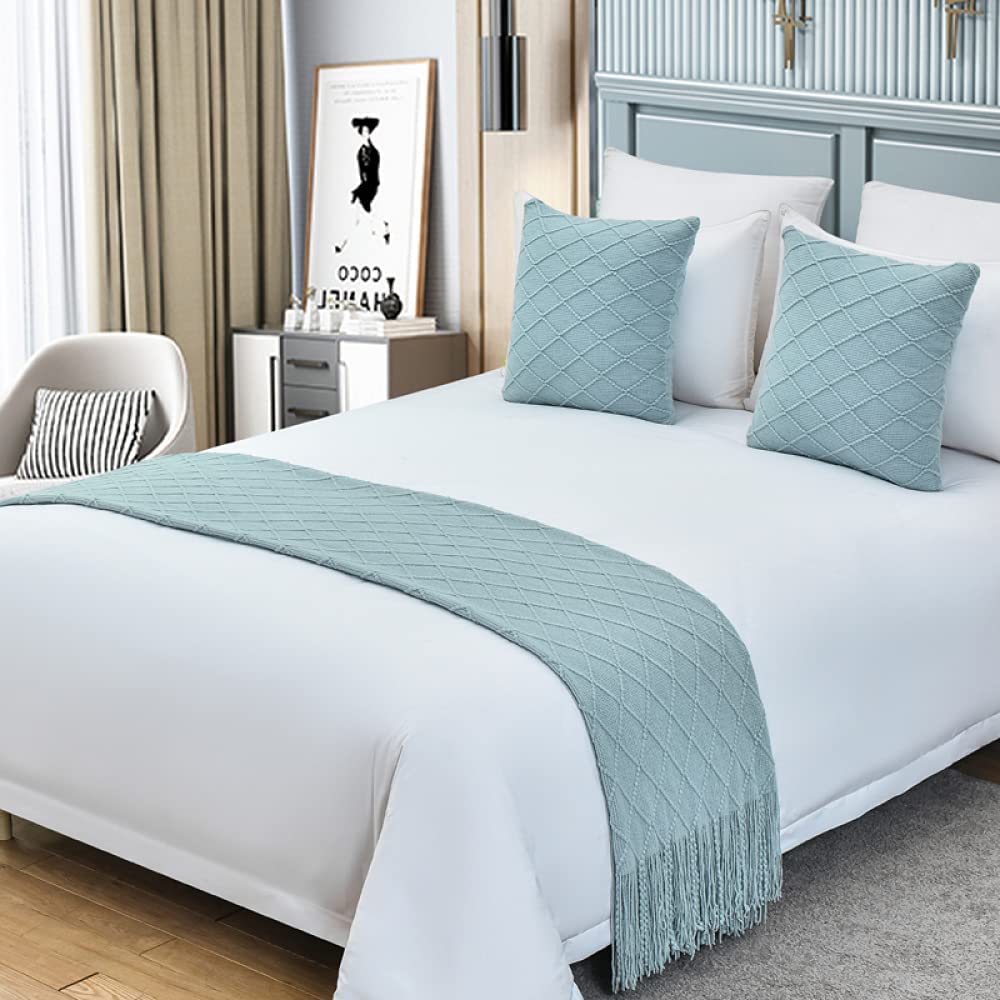 Luxury Hotel Bed Runner Scarf - Premium Quality Modern Solid Color Tassel Bed Throw for Queen, King, Double & Single Beds - Bedspread Protector for Home & Bedroom Decoration - Perfect for Master Bedrooms, Guest Rooms & Airbnb Styling
