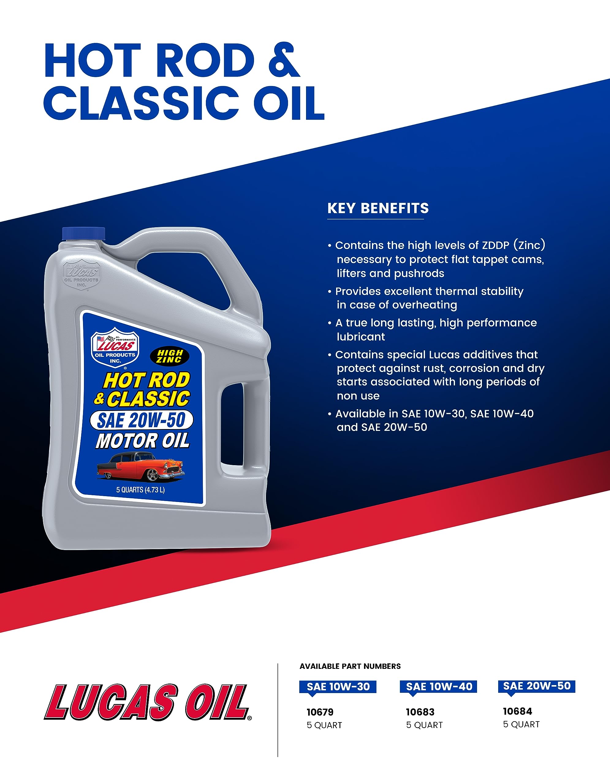 Lucas Oil 10679-3PK 10W-30 High Performance Motor Oil - 5 Quart Jug (Case of 3) for Cars, Trucks & Motorcycles | Premium Engine Protection & Lubrication