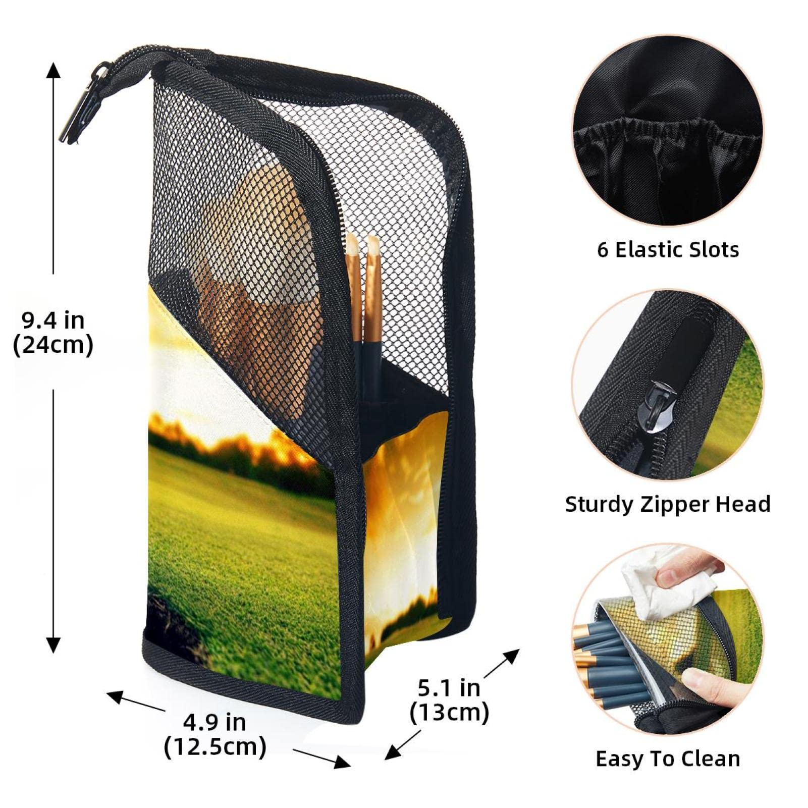 Premium Makeup Brush Organizer Bag with 12 Slots - Portable Cosmetic Brush Holder Case with Baseball Hole & Sunset Design for Travel, Home Vanity, and Professional Makeup Artists