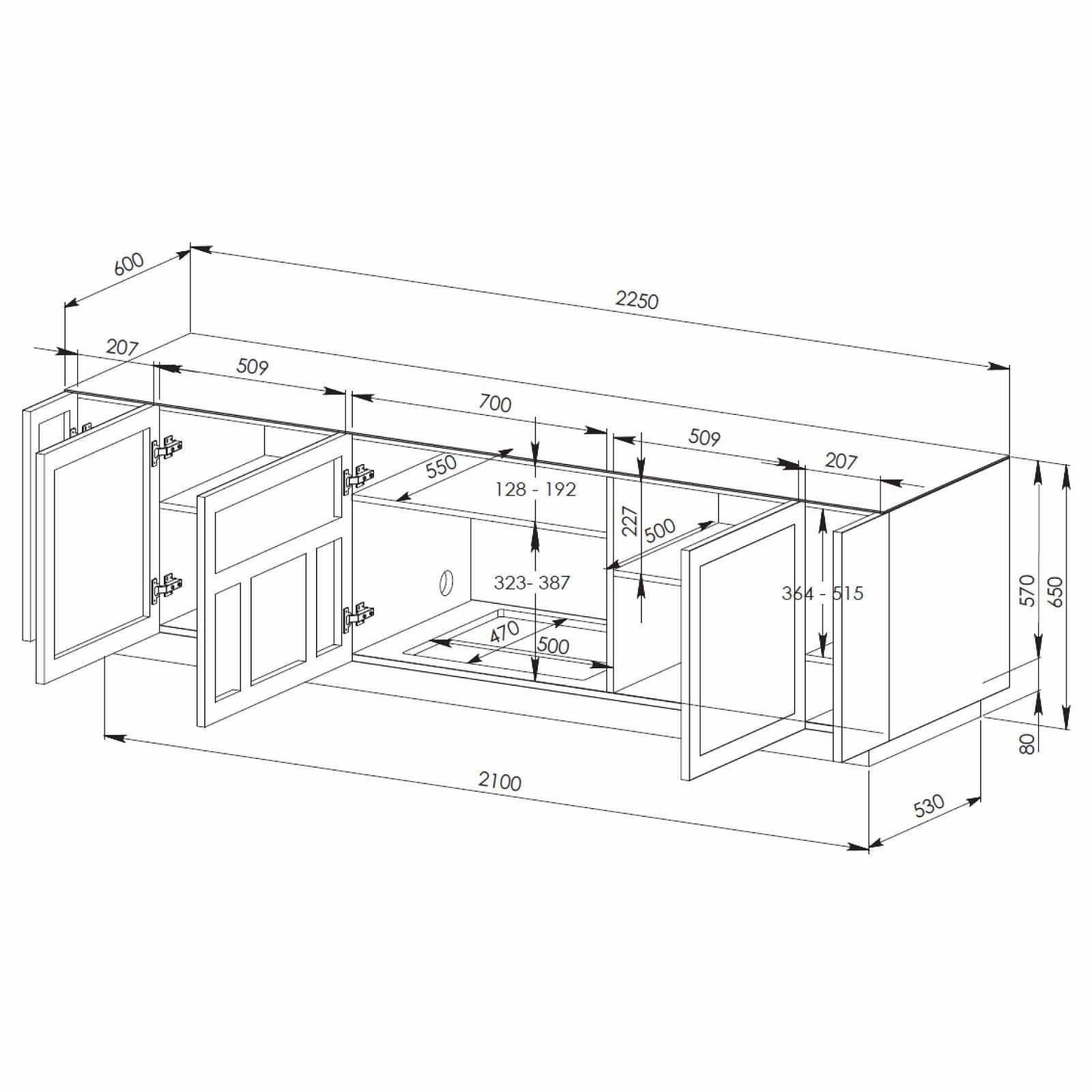 TAURIS Platinum 225cm Black Home Theater TV Stand - Modern Entertainment Center for Living Room, Home Theater Setup & Media Storage