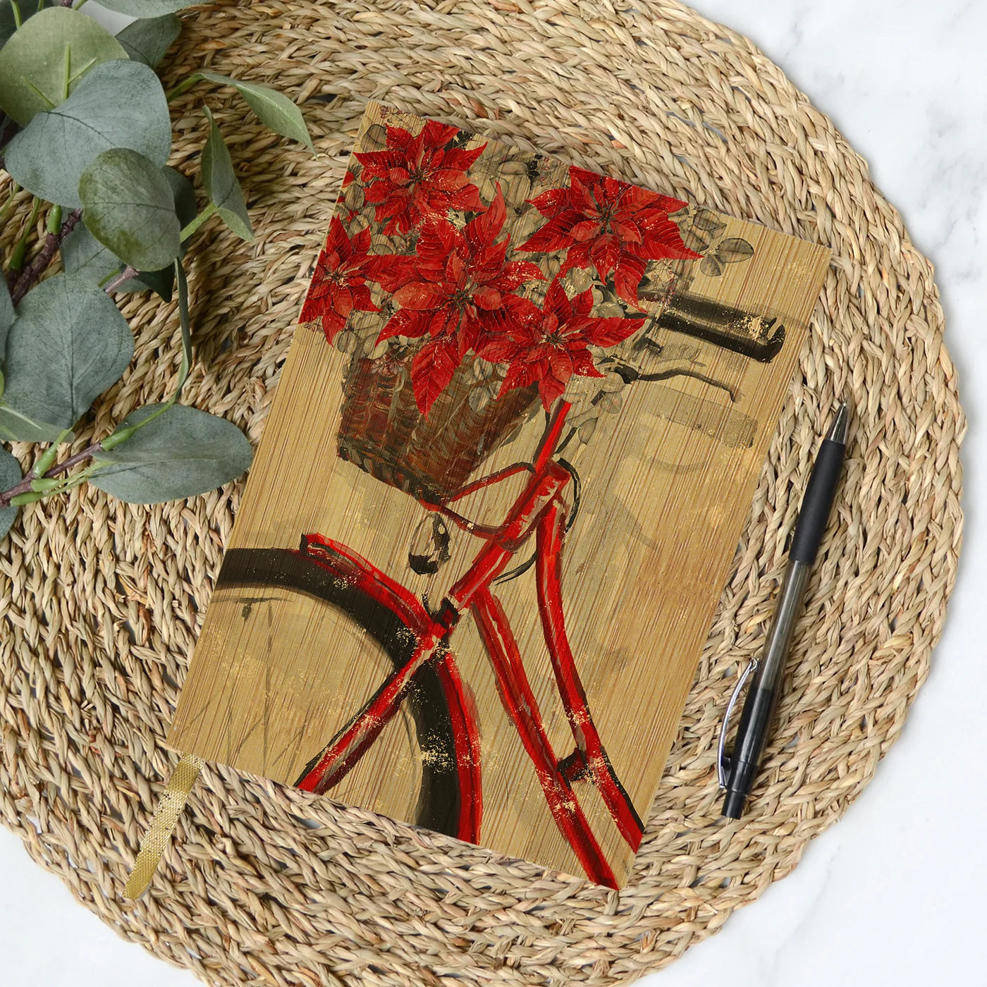 Festive Christmas Bike with Poinsettia Design - Perfect Holiday Decor for Home, Office & Outdoor Celebrations