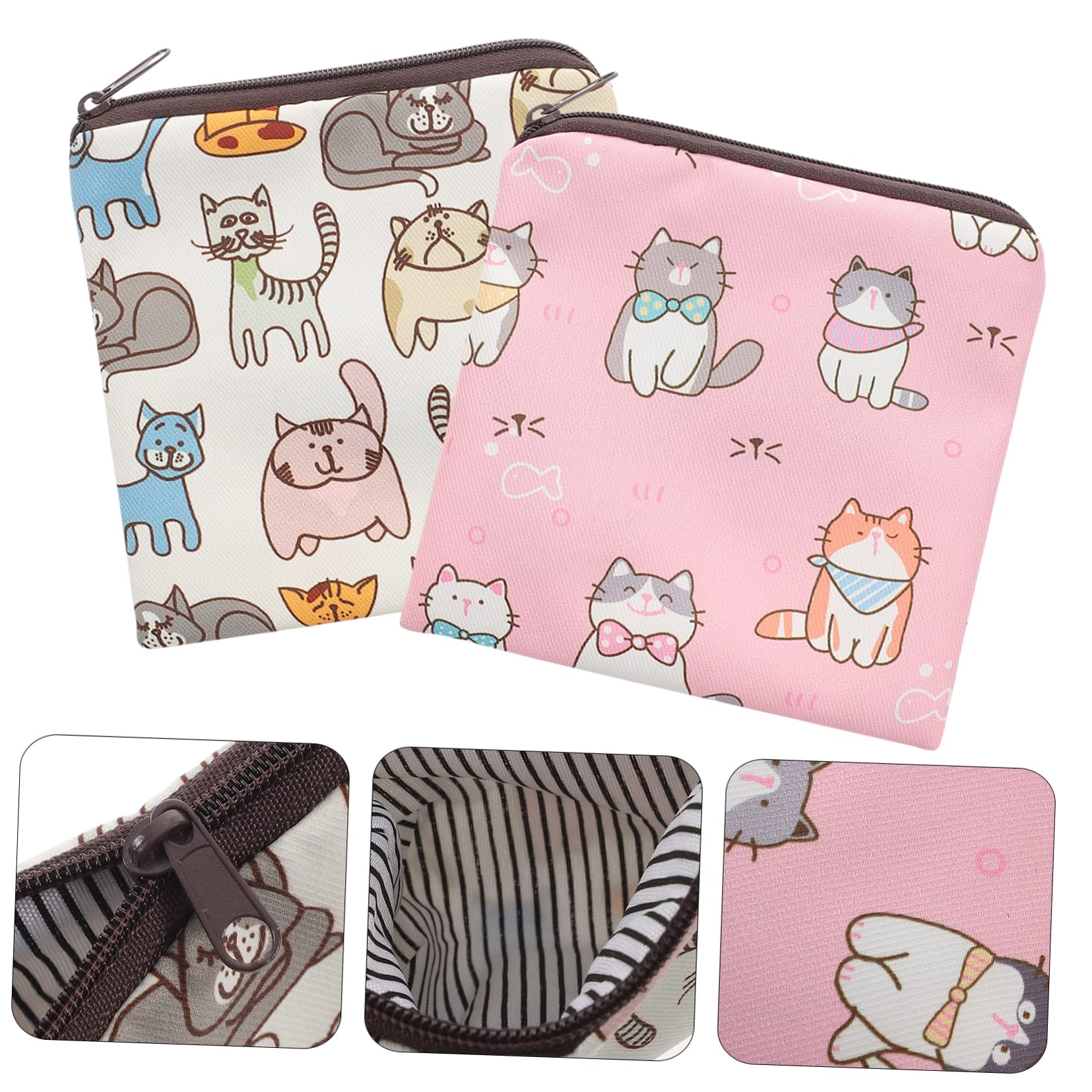 Cabilock 2-Pack Sanitary Napkin Storage Bags - Waterproof Hygiene Pouch for Menstrual Pads, Coins & Essentials | Compact Travel Organizer for School, Gym, Office & Outdoor Activities | Korean Style Polyester Pouch