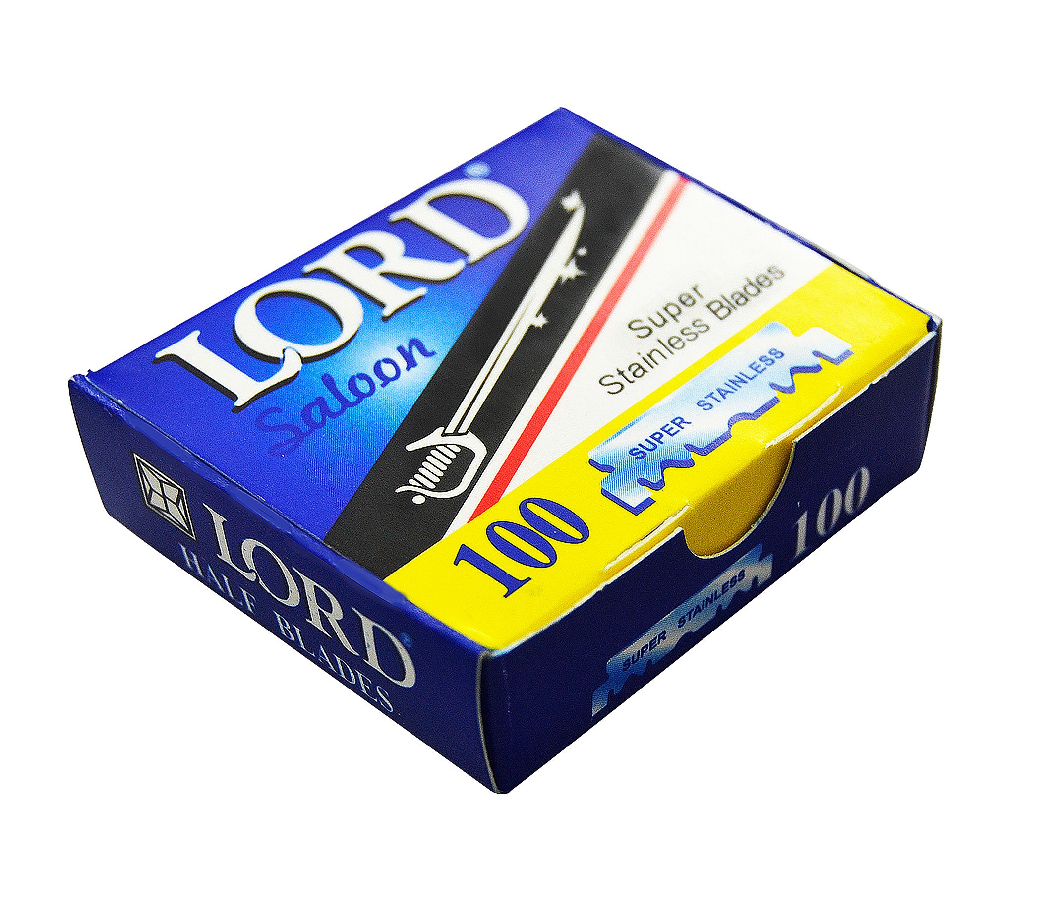 100 LORD Super Stainless Single Edge Razor Blades for Professional Barber Straight Razor - 200+ Shaves | Sharp & Durable for Smooth Shaving | Perfect for Barbershops, Home Grooming & Travel Shaving Kits