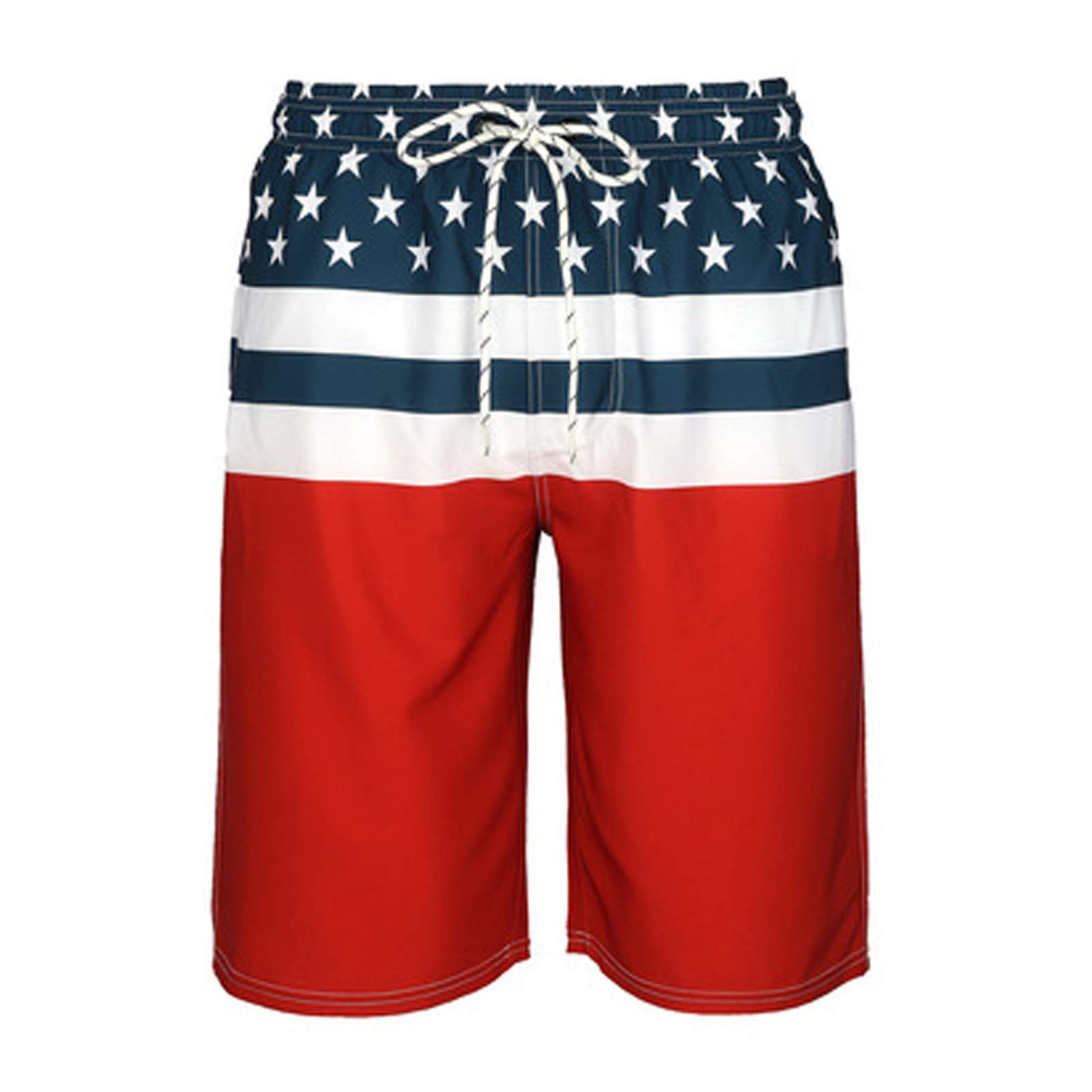 American Flag Print Men's Swim Trunks - Quick Dry Beach Shorts for Independence Day & Summer Vacation - Perfect for Pool, Beach, BBQ & Patriotic Events