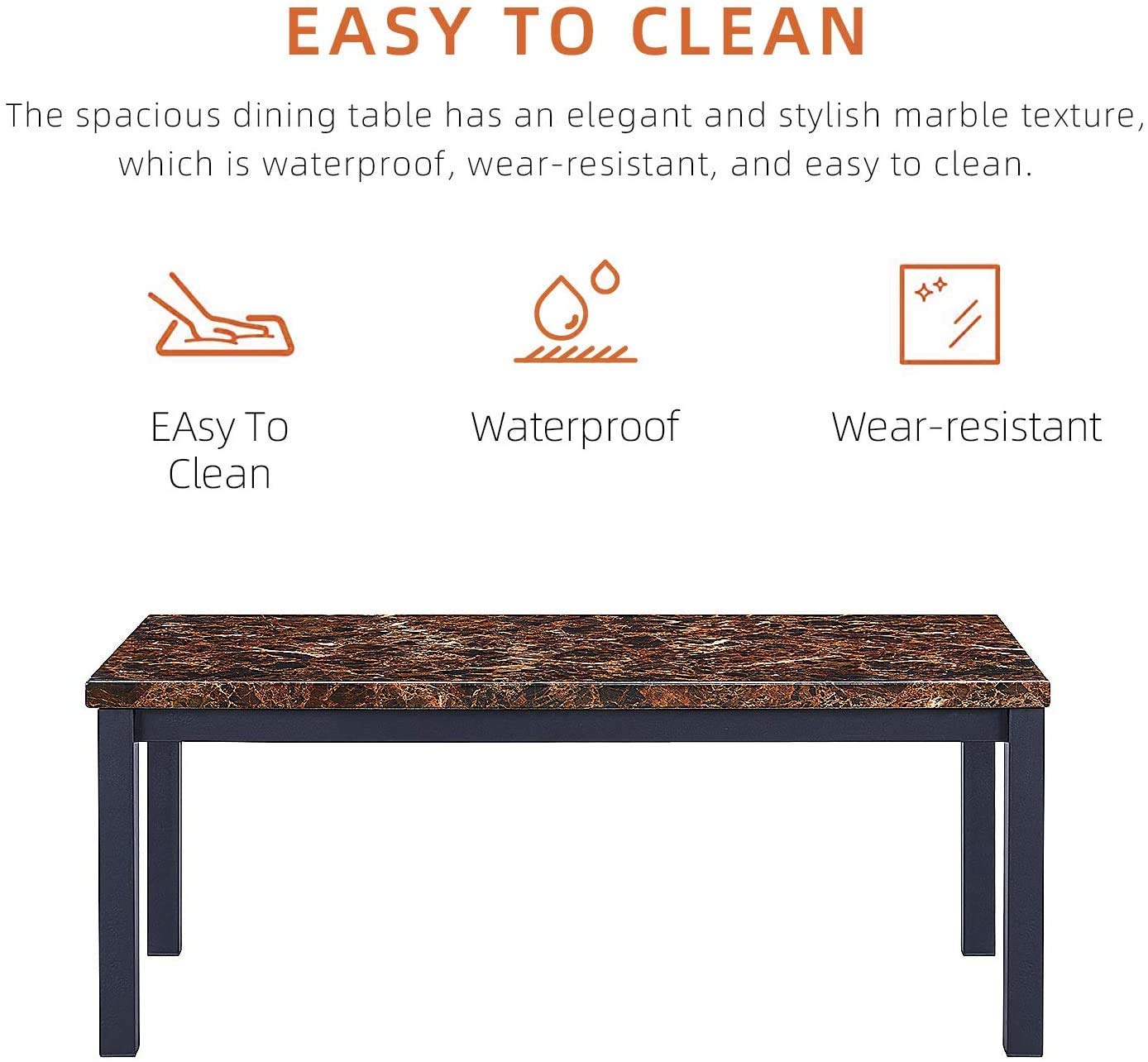 Hooseng 3-Piece Coffee Table Set with Faux Marble Tabletop & Black Metal Frame - Modern Sofa Side Tables for Living Room - Includes Coffee Table & 2 End Tables in Brown - Perfect for Home Decor, Small Space Furniture & Coffee Table Styling