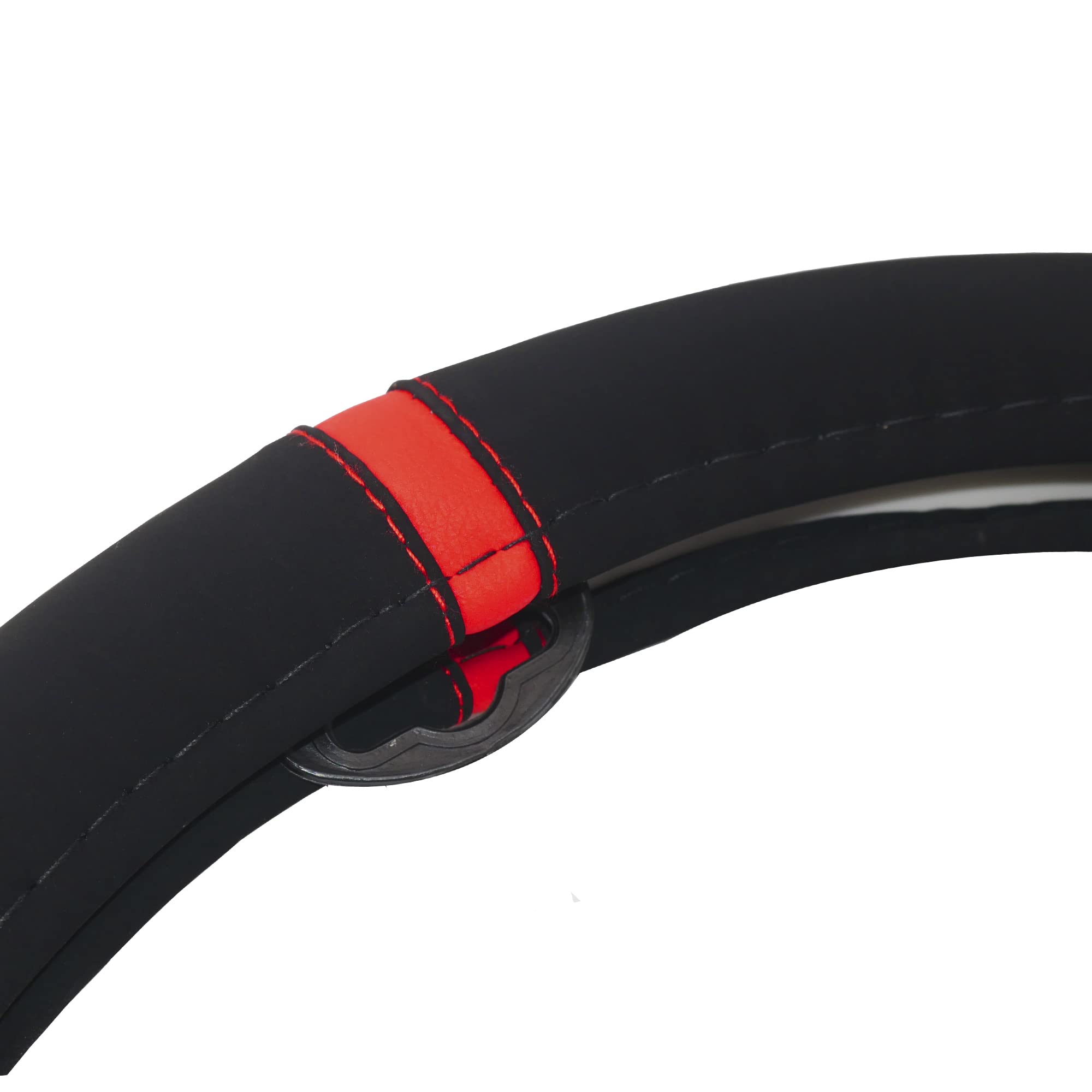 SR CVT27R 37-39cm Universal Steering Wheel Cover - Non-Slip Grip, Black & Red Design - Perfect for Cars, Trucks & SUVs - Enhances Driving Comfort & Style