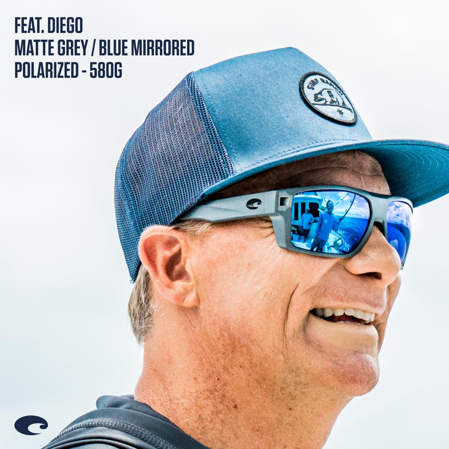 Costa Del Mar Men's Diego Rectangular Polarized Sunglasses - UV Protection, Lightweight Frame for Driving, Fishing & Outdoor Activities