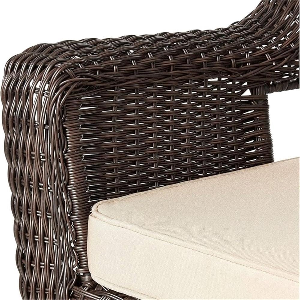 Tan & Espresso Wicker Rattan Rocking Chairs (Set of 2) - Perfect for Porch, Patio, Garden & Indoor Boho Decor
