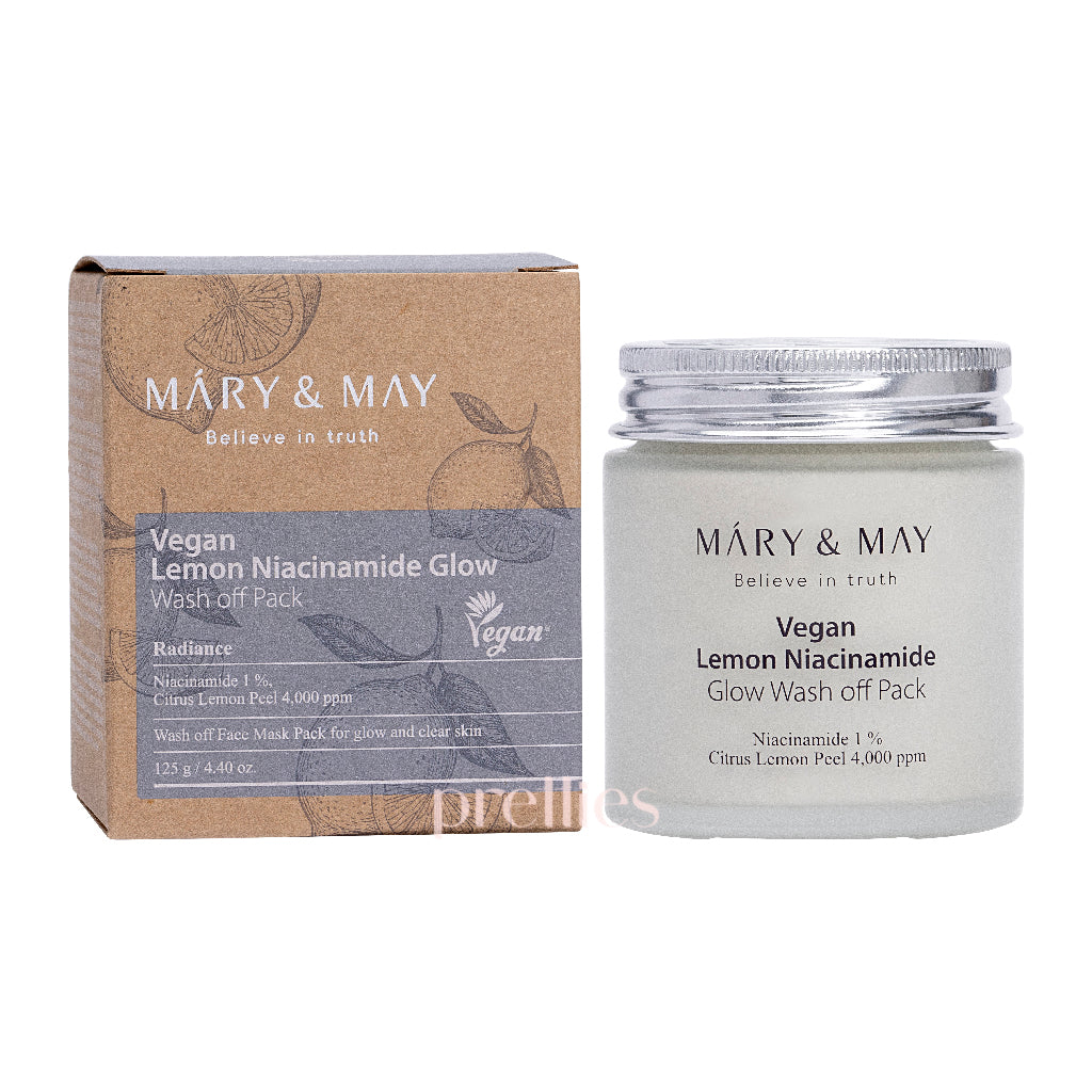 Mary & May Lemon Niacinamide Brightening Wash Off Mask 125g - Korean Skincare for Glowing Complexion, Dark Spot Treatment & Pore Care | Perfect for Night Routine & Pre-Makeup Prep
