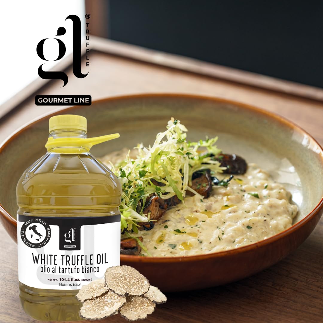 Premium White Truffle Oil 3 Liters (97 fl.oz) - Non-GMO, Italian-Made Gourmet Truffle Oil for Restaurants & Catering | Perfect for Pasta, Risotto & Gourmet Dishes