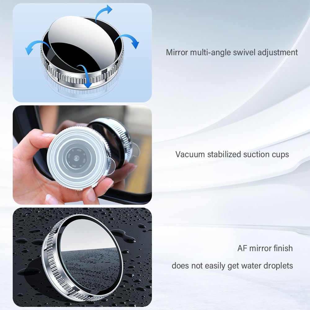 2PCS Universal Car Blind Spot Mirrors - 360° Adjustable Suction Cup Convex Mirror, HD Fish Eye Design for Enhanced Visibility - Perfect for Cars, SUVs, Trucks (Black) - Ideal for Parking, Lane Changing & Safe Driving