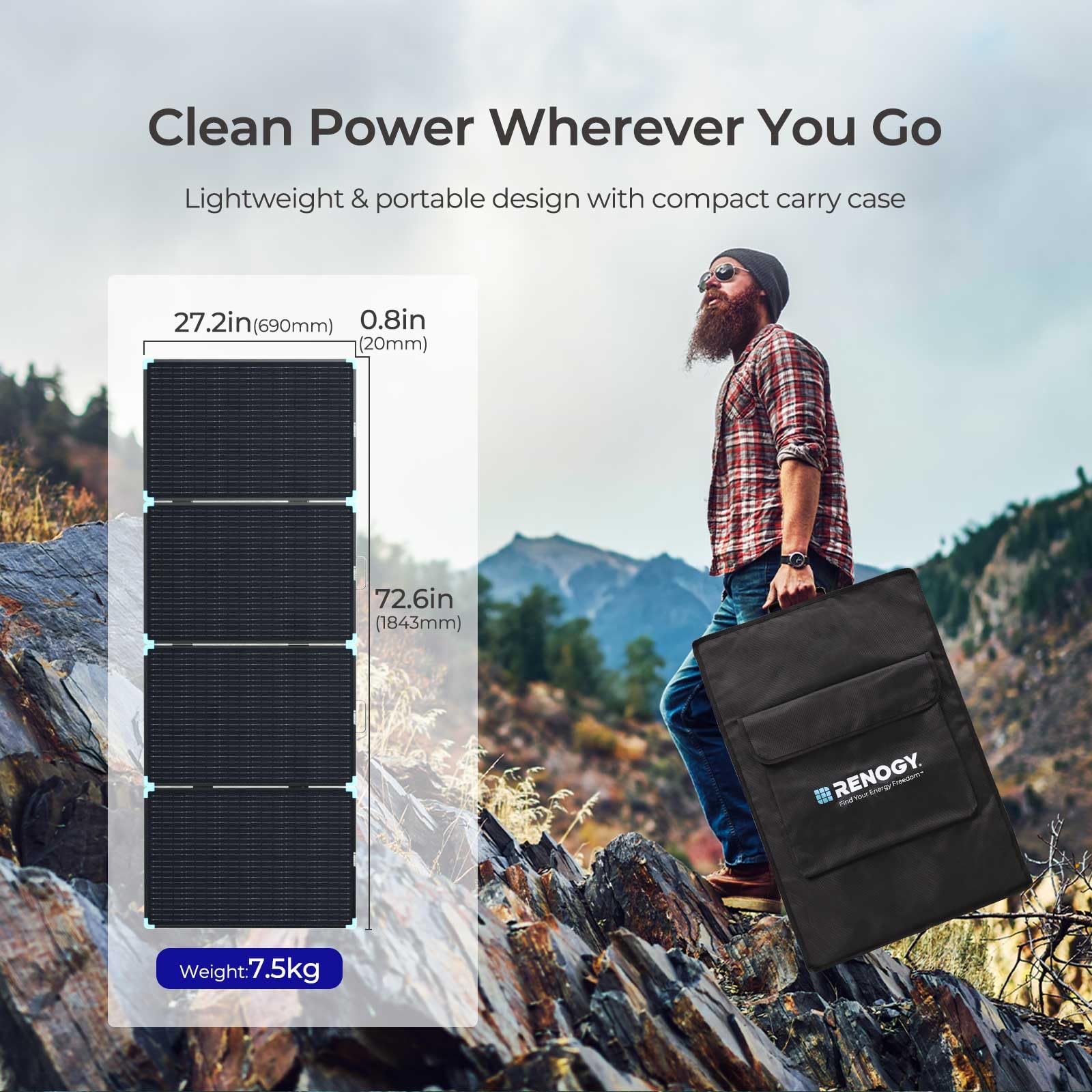 Renogy 220W Lightweight Portable Solar Panel Kit with Waterproof 20A Charge Controller - Perfect for RV Camping, Off-Grid Living & Emergency Power Backup