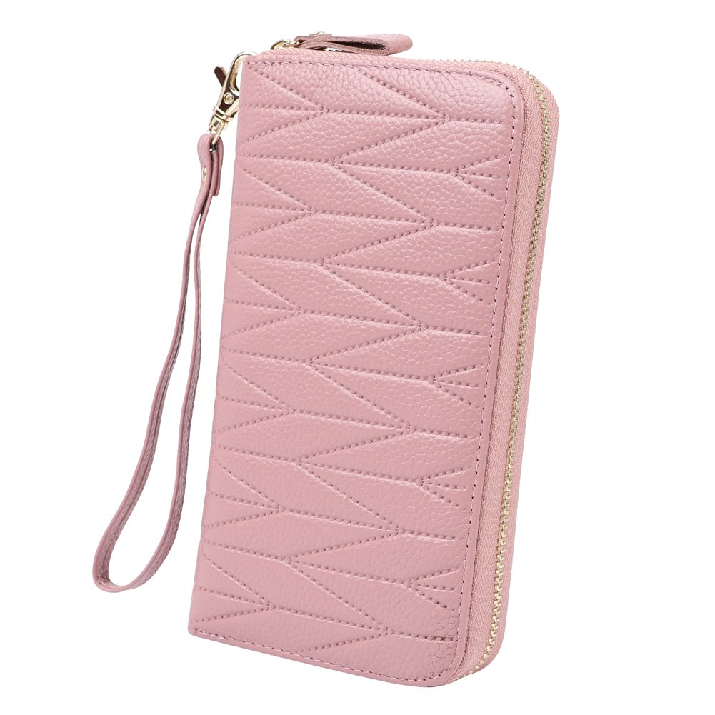 Women's RFID Blocking 36-Slot Leather Zipper Wristlet Wallet - Secure Card Holder for Travel, Shopping & Everyday Use