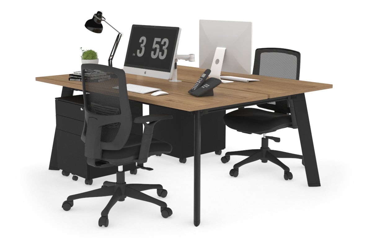 2-Person Workstation with Black Frame - 1200L x 700W Office Desk for Collaborative Workspaces | Perfect for Home Office, Coworking Spaces & Team Projects