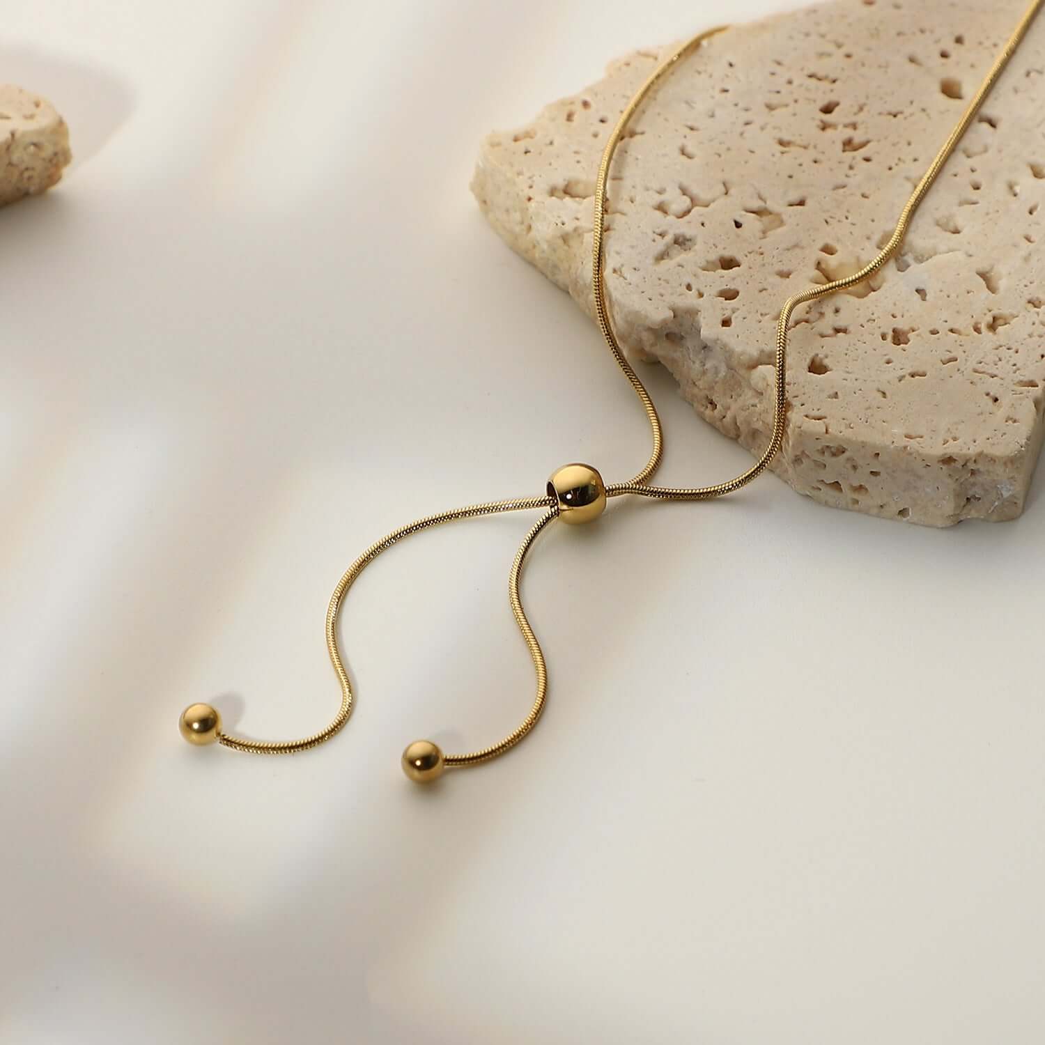 18K Gold Lariat Slider Chain Necklace for Women - Adjustable Length, Dainty & Elegant Jewelry Gift for Her - Perfect for Date Night, Wedding, Anniversary & Special Occasions