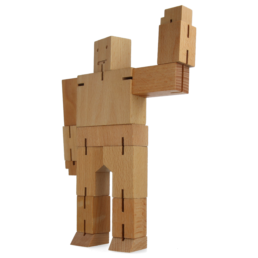 Cubebot Medium Natural Wooden Puzzle Toy - Fun & Educational Brain Teaser for Kids & Adults - Perfect for Home, Office, and Travel Entertainment
