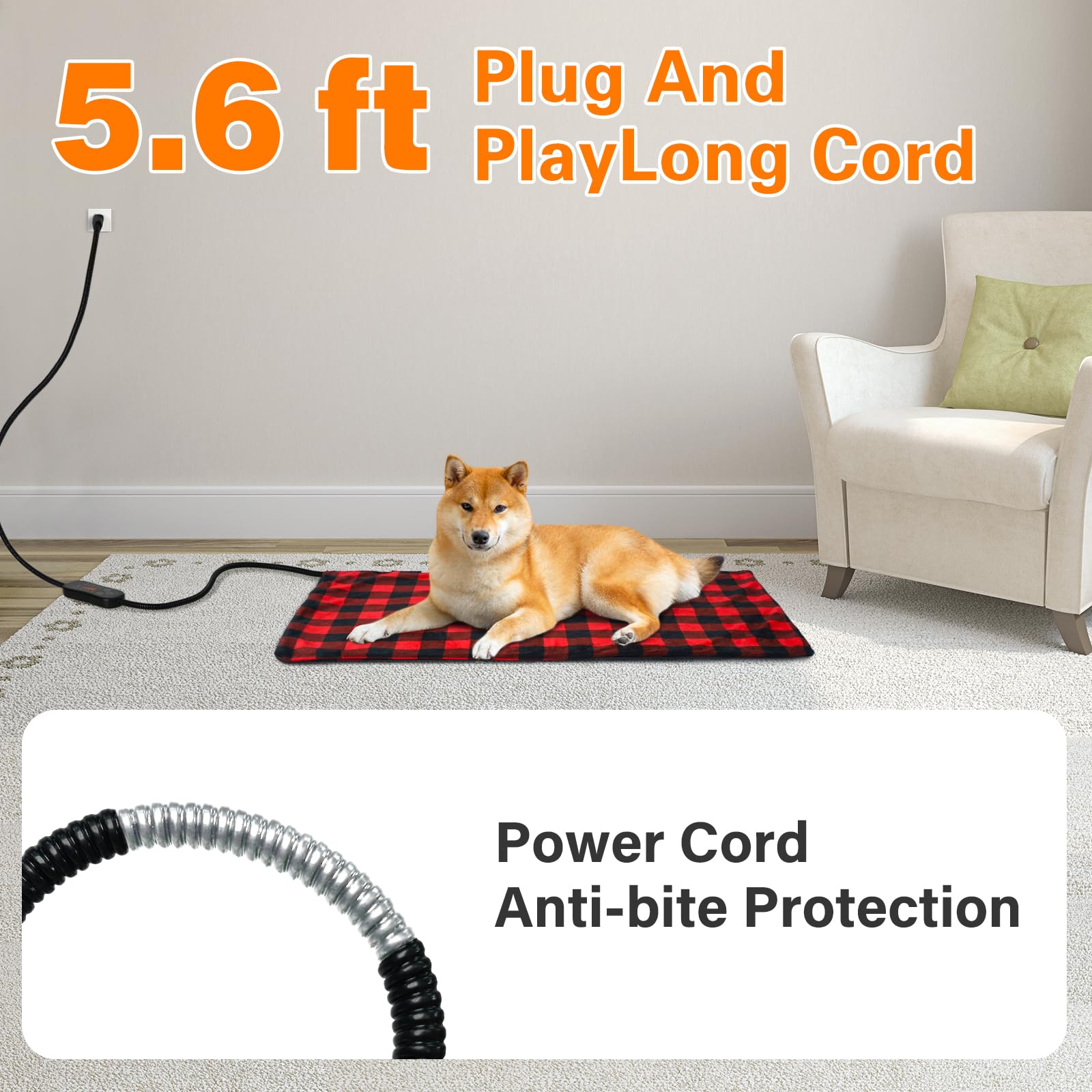 Waterproof Heated Dog Bed - Adjustable Temp & Timer for Small/Medium Pets - Indoor & Outdoor Use