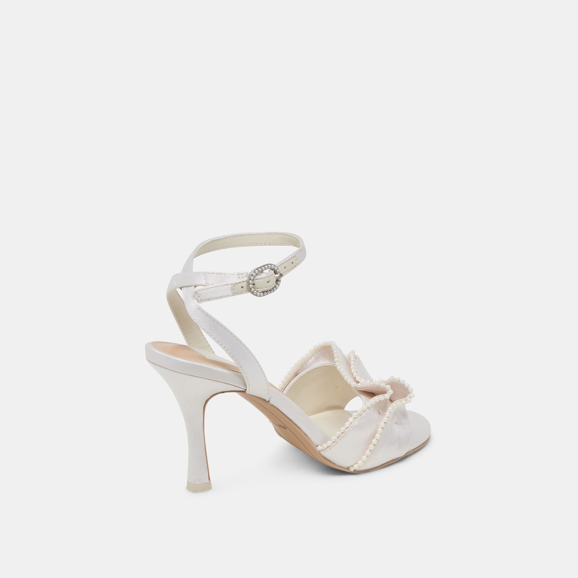 LUNETE Pearl Heels - Vanilla Satin Women's High Heels for Weddings, Parties & Special Occasions | Elegant & Comfortable Dress Shoes