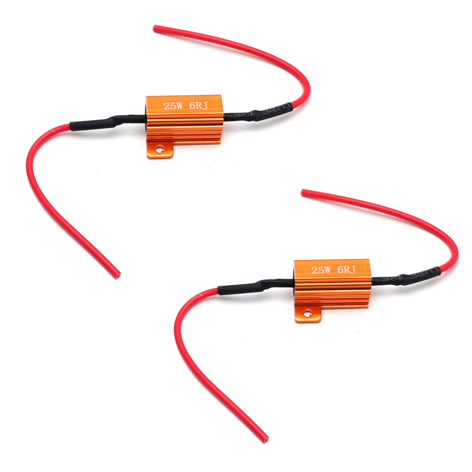 25W 6Ohm Load Resistors for LED Bulbs - Fix Rapid Flash Issues in Car & Motorcycle Turn Signals | Compatible with LED Conversion Kits & Aftermarket Lights