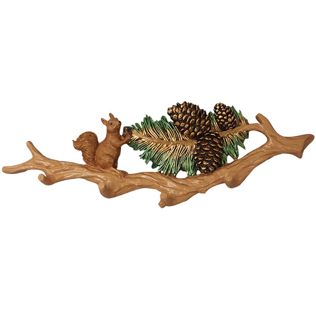 Durable Wall-Mounted Squirrel Branch Coat Rack with Hooks - Rustic Resin Entryway Organizer for Coats, Keys & Hats | Perfect for Living Room, Bedroom or Hallway Décor