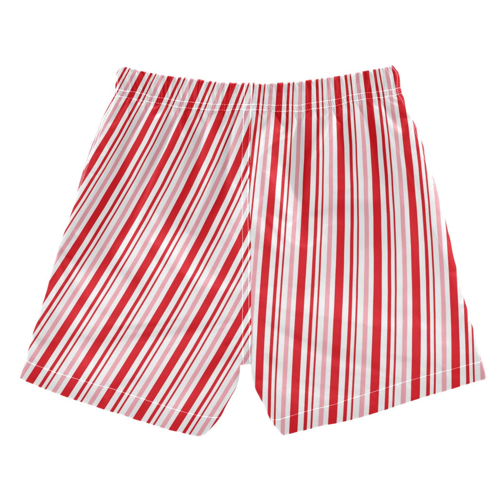 **ASLSIY Boys' Quick-Dry Swim Trunks with Adjustable Waist - Candy Cane Christmas Print Beach Board Shorts for Kids (2T-16) - Perfect for Pool, Beach & Summer Vacations**