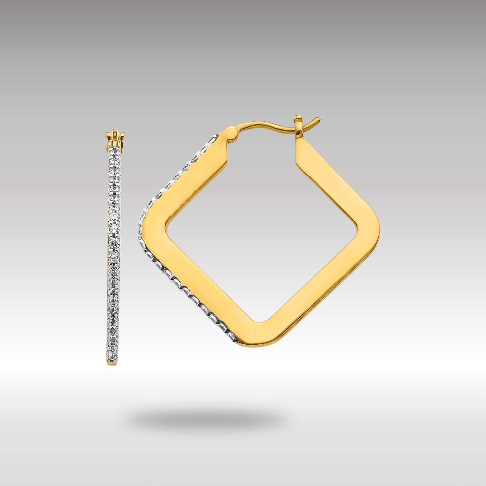 14K Gold Diamond Square Hoop Earrings for Women - EM4251 050 YA | Elegant Everyday Jewelry, Perfect for Work, Parties & Special Occasions