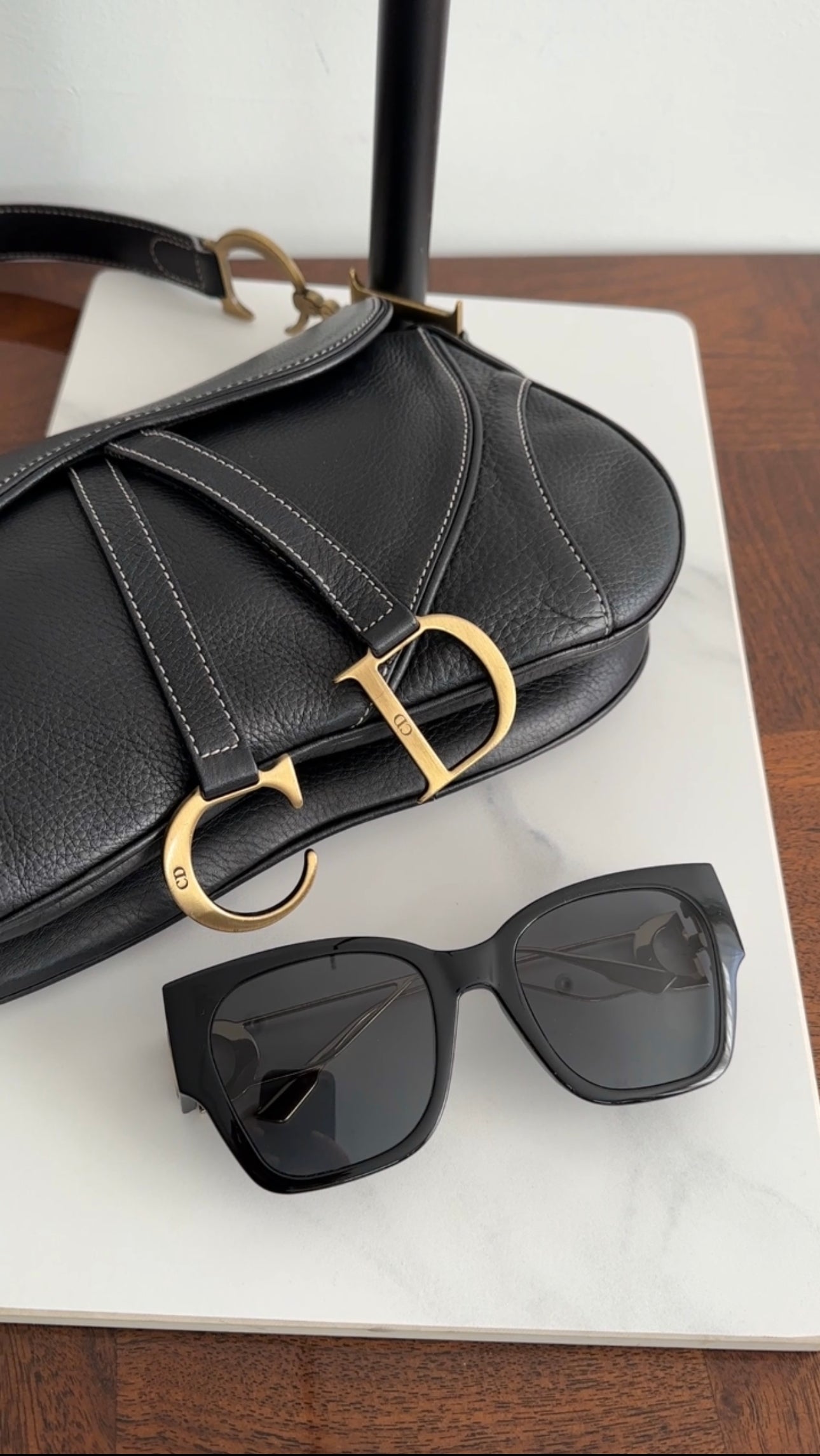 Christian Dior 30 Montaigne Black Square CD Logo Sunglasses for Women - Luxury Designer Shades for Fashion & UV Protection - Perfect for Beach, Driving & Outdoor Activities