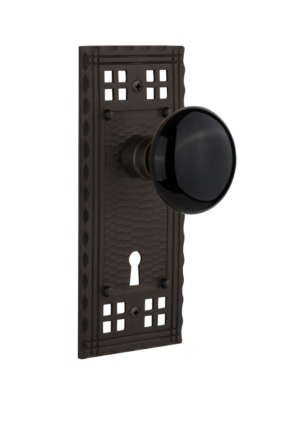 Vintage Black Porcelain Cabinet Knob 2.75