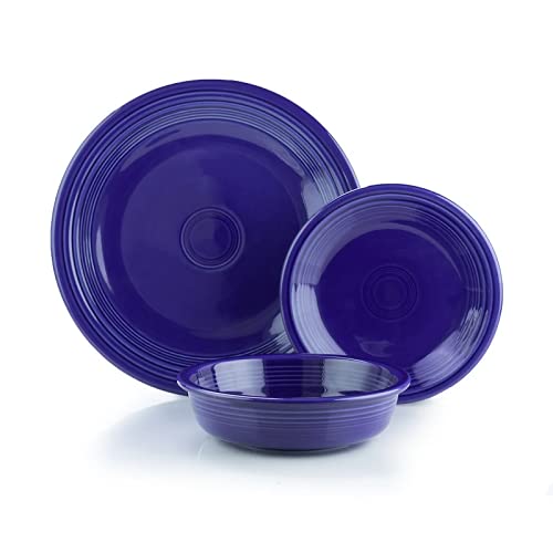 Fiesta® 12-Piece Classic Dinnerware Set in Twilight Blue - Durable Stoneware Plates, Bowls & Mugs for Everyday Dining, Entertaining & Restaurant Use