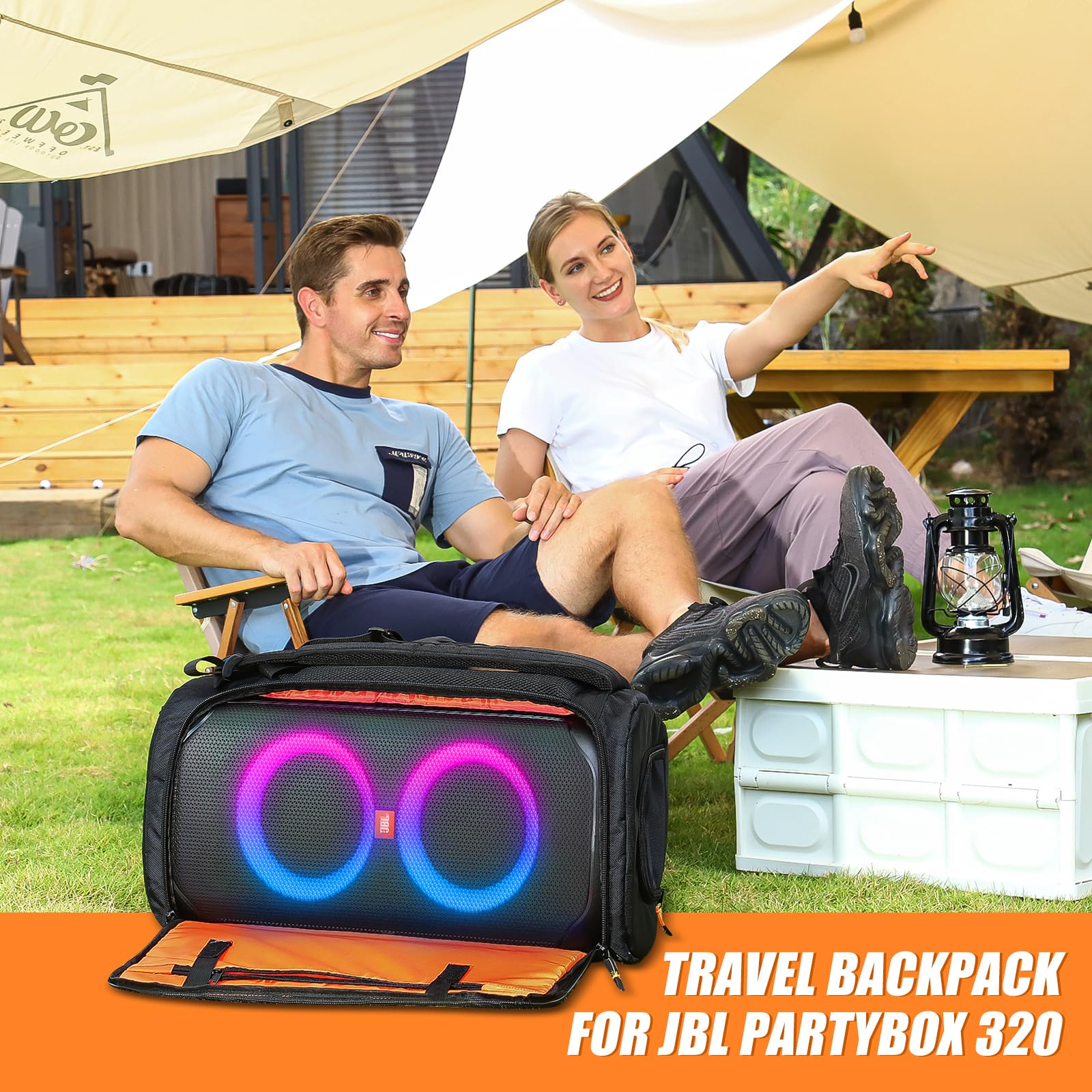JBL PartyBox 320 Speaker Travel Case - Portable Waterproof Tote Bag & Backpack for JBL PartyBox Series Speakers (Black) - Perfect for Outdoor Parties, Travel & Music Events