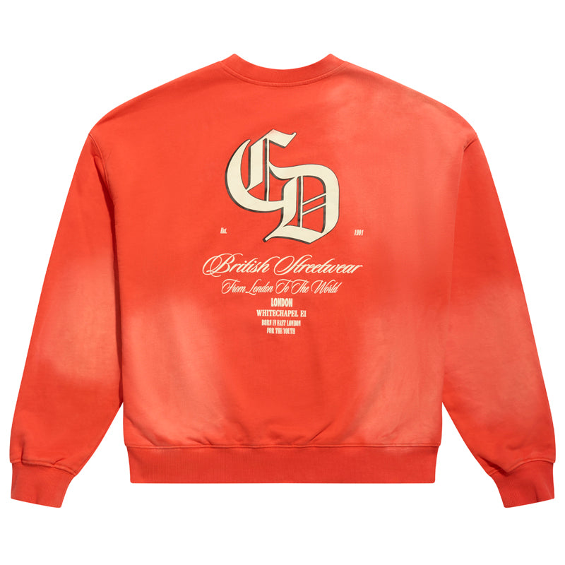 Criminal Damage Spray Varsity Sweater - Red | Trendy Streetwear Hoodie for Men & Women | Perfect for Casual Outfits, Concerts and Urban Fashion
