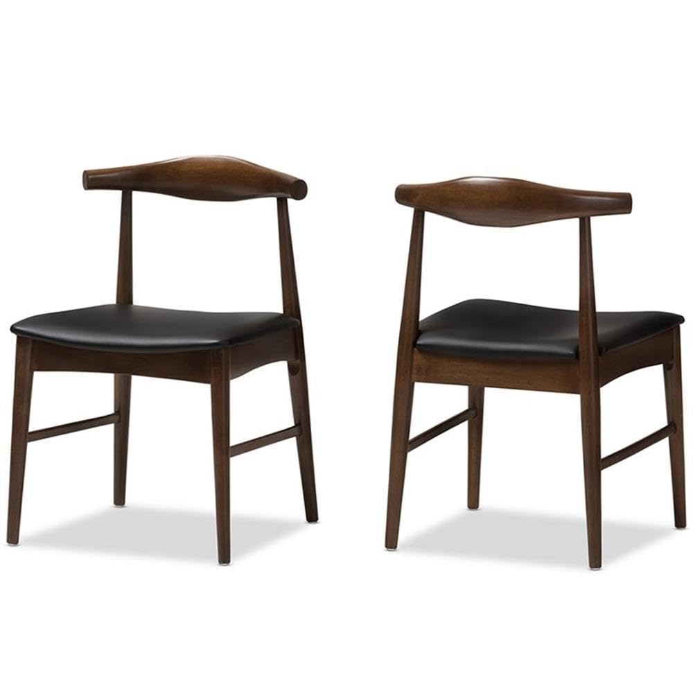 Baxton Studio Winton Modern Dining Chairs Set of 2 - Black & Brown Upholstered Side Chairs for Kitchen, Dining Room, Office - Comfortable & Stylish Seating Solution