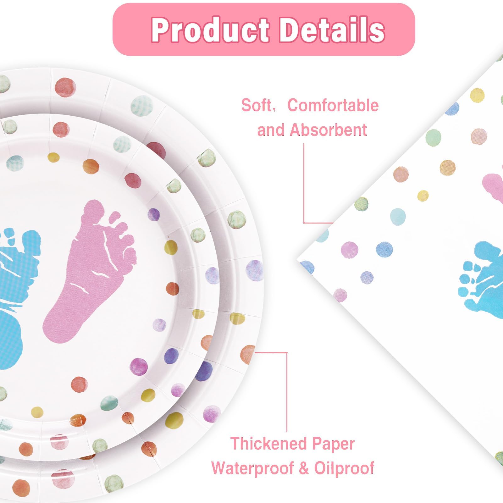 175-Piece Gender Reveal Party Supplies Set - 25 Disposable Plates & Napkins for Baby Shower (Pink & Blue) - Perfect for Gender Announcement Parties, Baby Showers & Celebrations
